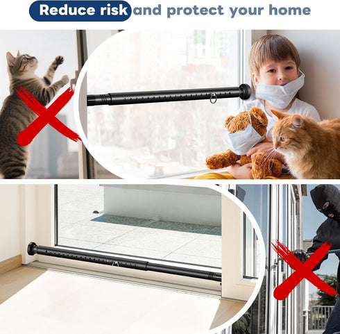 17-50 Inch Abiglifty Sliding Door Security Bar, Adjustable Heavy Duty Security Bar with Rubber Tips for Sliding Patio