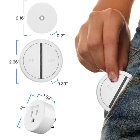 Wireless Remote Control Outlet Plug, 15A Remote Switch, 656ft RF Range for Indoor Lights, Appliances, White