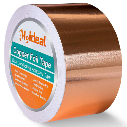 Copper Foil Tape (2inch X 66 FT) with Dual Conductive Adhesive for Guitar, Electrical Repairs, Arts & Crafts,