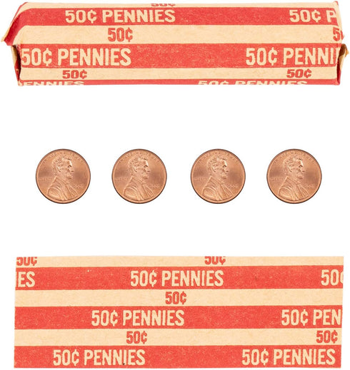 Penny Coin Wrappers - 100 Flat Striped Coin Wrappers