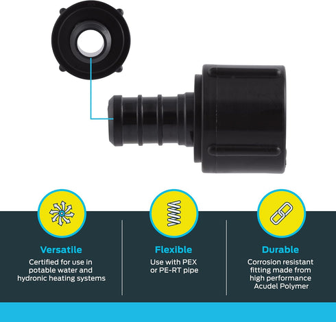 SharkBite 1/2 Inch Poly Crimp Swivel Adapter, Pack of 25 for PEX Pipe, PE-RT