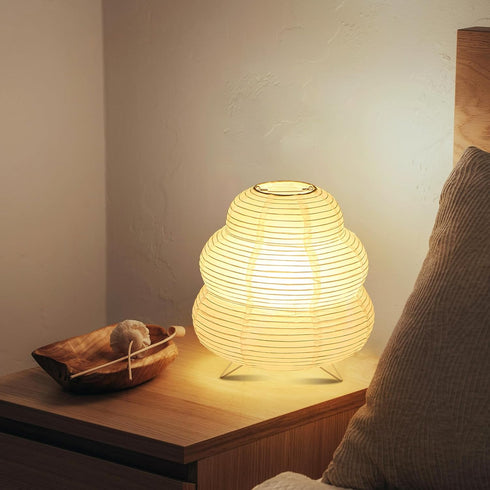 Paper Lantern Lamp, Japanese Paper Table Lamp with 3 Color, Cute Wabi-Sabi
