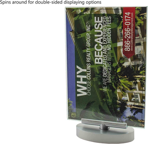 6 Pack 4" 6" Marketing Holders Rotating Sign Holder Double Sided Holds x Menus and Photos Clear with Green Edge Swivel