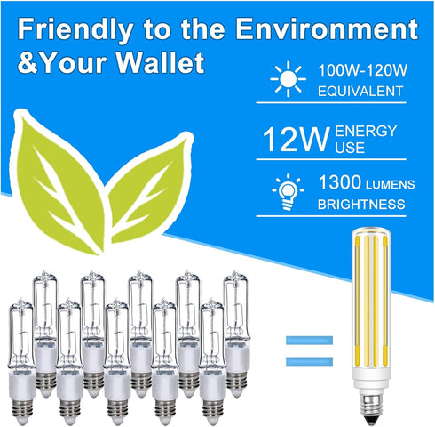 Dimmable JDE11 120V 100W 120W Bulb Equivalent,T4 E11 Bulbs Dimmable,4000K White,12W 1300LM JDE11 Bulbs,2 Packs Updated