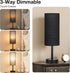 3 Dimmable Black Touch Nightstand Lamps for Girl - Small Bedside Lamp with USB-C and USB Charging Ports, Way Control