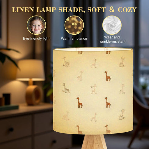 RAINFALLARING Seamless Tripod Table Lamp Cute Baby Giraffe Small Hand Drawn Nursery Animal Bedside Lamps Small Lamp