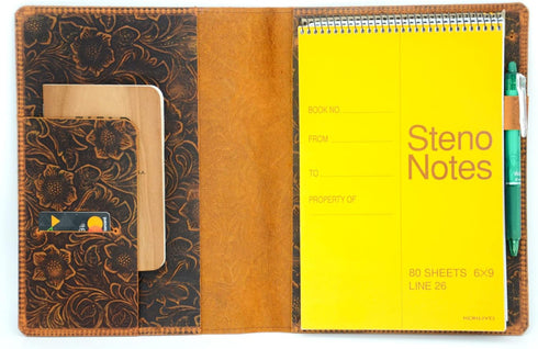 JJNUSA Leather Cover Compatible with Rocketbook Flip - Executive 6" x 8.8" and Steno Notes 6" x 9" Spiral Notebooks