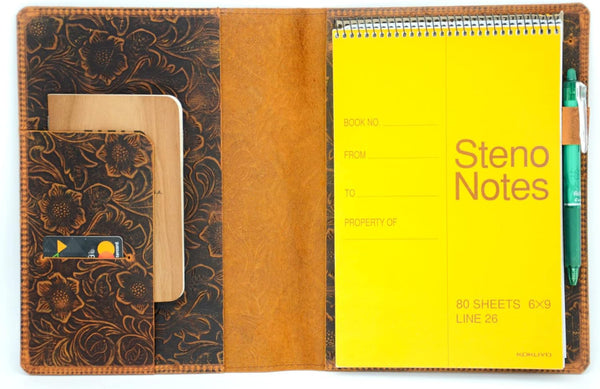 JJNUSA Leather Cover Compatible with Rocketbook Flip - Executive 6" x 8.8" and Steno Notes 6" x 9" Spiral Notebooks
