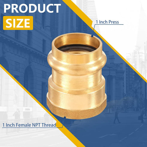 Press Fittings Adapter, 1" Press Fit x 1" Female NPT Threaded (LF Brass, 5 PACK)