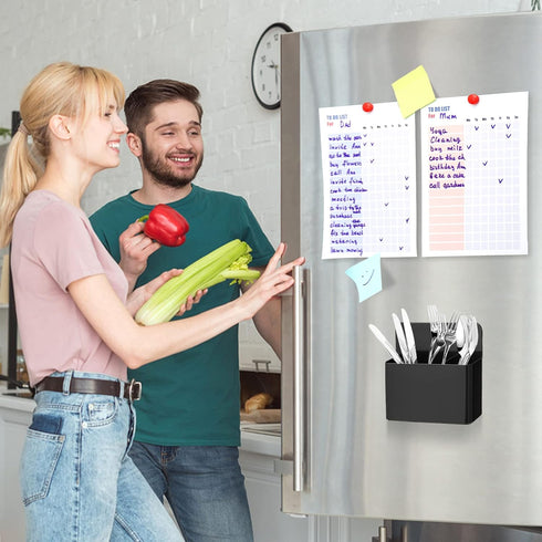 Magnetic Pen Holder, 2 Pack Magnetic Dry Erase Marker Holder for Refrigerator, Locker, Office (Black)