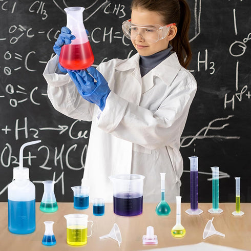 58 Set 6 7 6 10 1 20 2 5 Kingdder Pcs Plastic Beakers Include Graduated Cylinder Beakers Flask Droppers Wash Bottle