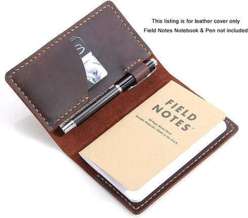 Leather Journal Cover for Field Notes, Handmade Vintage Cover for 3.5" x 5.5" Notebooks, Coffee