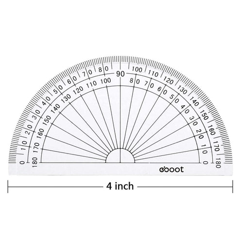 eBoot Plastic Protractor, 180 Degrees, 4 Inch and 6 Inch, Clear, 2 Pieces