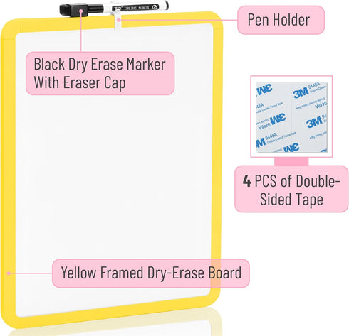 Mr. Pen- Dry Erase Board, 14” x 11” with a Black Dry Erase Marker, Yellow Frame, Small White Board, White Board for Kids, White Board for Students, Small Dry Erase Board, Mini White Board by Mr. Pen