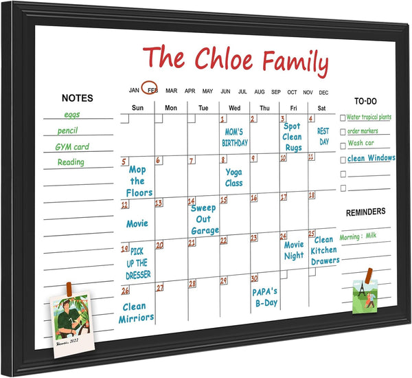 TORASO 18" × 24" Magnetic Dry Erase Calendar Board, Monthly and Weekly Family Planner