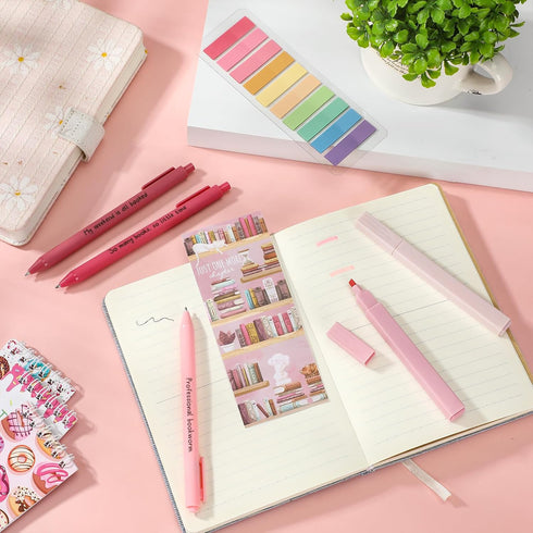 Spakon 7 Pcs Christmas Book Lover Gifts, Bible Verse Pens, Reading List Bookmark