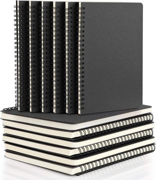 EUSOAR Spiral Notebook, A5 12 Packs, 5.5"X8.3", 120 Pages Lined Travel Writing Notebooks, Black Cover
