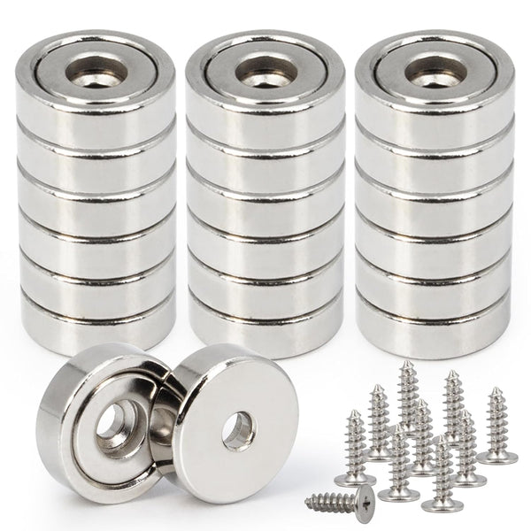 DUGUJIUJIAN 20Pack Super Strong Cup Magnets Wall Mounting, 0.63"*0.2" (16x5mm) Ring Neodymium Door