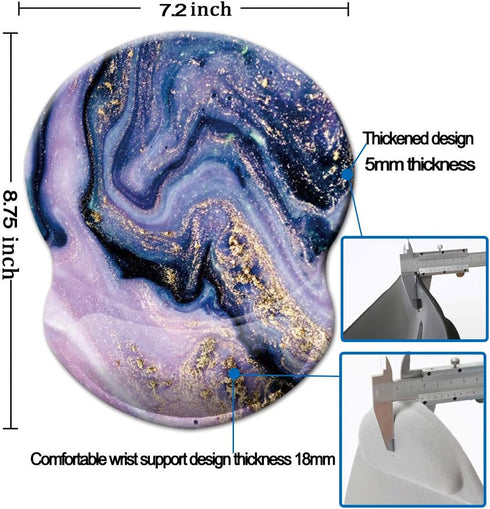 Non Slip Mouse Pad with Wrist Support, Ergonomic Mouse Mat for Office, Computer, Laptop & Mac (Purple Marble-Wrist)