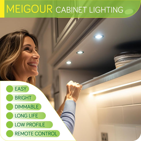 Closet 120V Dimmable, 4-Way 4 LED Light Kit, Kitchen Under Cabinet Accent Lighting, Plugged in Wired Puck Lights, Smart
