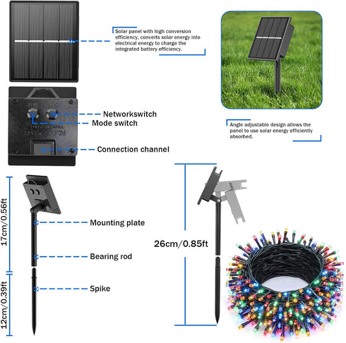 4 Pack 146Ft 400 8 SOLARBABY Solar Christmas Lights Outdoor,Total LED Solar String Lights Outdoor with Modes,Waterproof