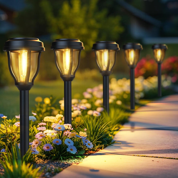 DERAYSION 6 Pack Solar Lights Outdoor, Solar Pathway Lights Waterproof Garden Landscape