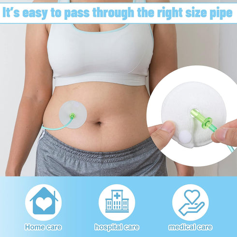 28 Packs 3 Inch(White) Tondiamo g Tube Button Covers Feeding Tube Pads Supplies Soft Abdominal Feeding Cotton Pads