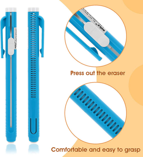 Molain 10 Pcs Pen-Style Erasers Set, 5 Retractable Click Eraser Pens + 5 Mechanical Erasers for Kids & Students