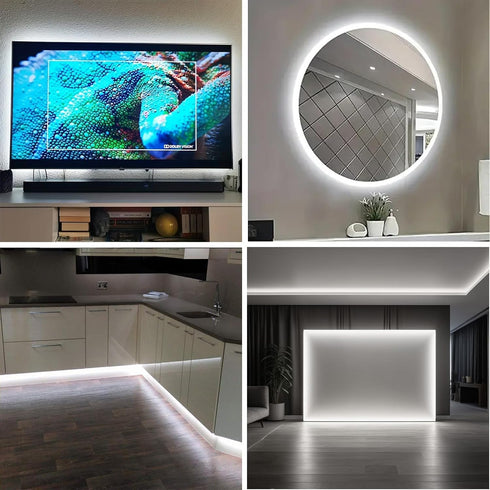 XINGZHI 16.4FT 5V White Neon Light Strip Waterproof, USB White Led Strip Lights with Touch Controller,Cuttable Flexible