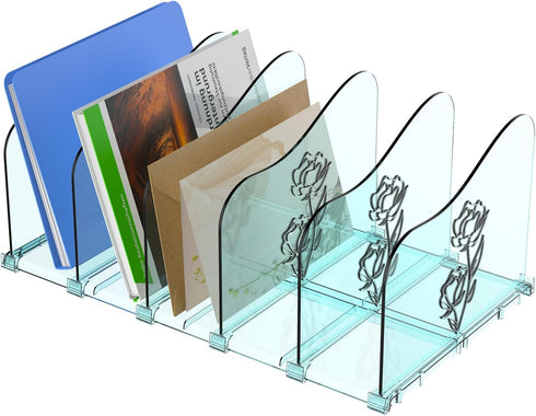 Adjustable Rose File Organizer for Desk, Vertical File Folder Holders for Magazines,