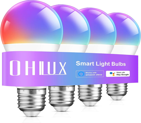 OHLUX Smart Light Bulbs, Color Changing LED Bulbs for Alexa and Google