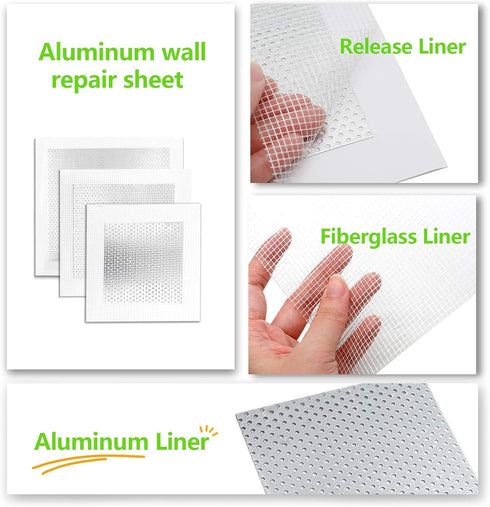 12pcs Drywall Repair Patch Kit, 4/6/8 Inch Self Adhesive Aluminum Wall Patch