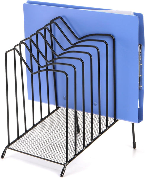 Incline File Sorter, 8 Compartment File Paper Organizer, Standing Wire Organizer Rack with Anti-slip Pads for Desk,