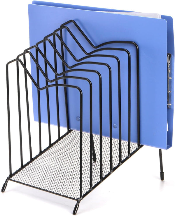 Incline File Sorter, 8 Compartment File Paper Organizer, Standing Wire Organizer Rack with Anti-slip Pads for Desk,