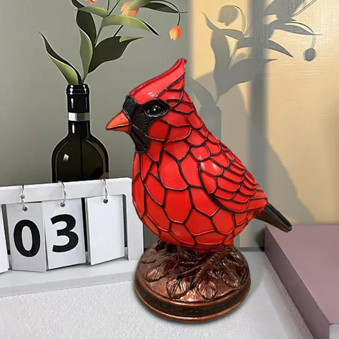 Generic Bird Desk Lamp, La-mp Stained Glass, Resin Cardinalis Night Light Christmas Decorations, for Tabletop Desktop