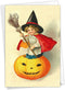 The Best Card Company - 1 Happy Halloween Card with Envelope, Fun Spooky Festive Card for Halloween - Vintage Pumpkins