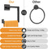 Matte Black Square Towel Ring, Multifunctional Toilet Paper and Hand Towel Holder for Bathroom Wall Mount, Stainless