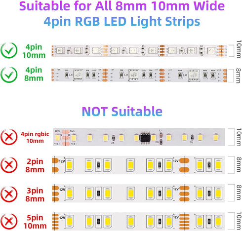 4-PIN 40-Keys 5V/12V/24V 5050 3528 RGBZONE Bluetooth RGB LED Controller, Smart Music LED Strip Lights Controller, IR