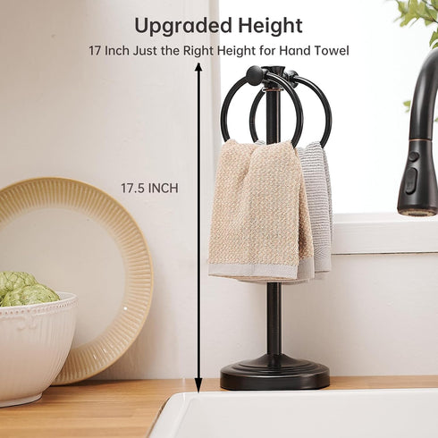 17 Inch Countertops Hoimpro Oil Rubbed Bronze Stainless Steel Free Standing Towel Rack Bar, Double Stand Towel Ring