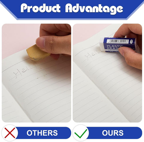Lewtemi 100 Packs White Erasers Bulk, Large Block Eraser for Kids School Drawing Art, 2 x 0.8 x 0.4 Inch