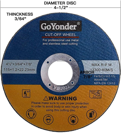 GoYonder 10 Pack 4.5" Cutting Wheel for Metal, Ultra Thin Cut-Off Wheel for Angle Grinders, Blue