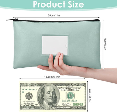 Kynigo 3 Pack 11" 6.3" Bank Deposit Money Bags with Zipper, x Bags Cash Wallet Pouches with Label, PU Leather
