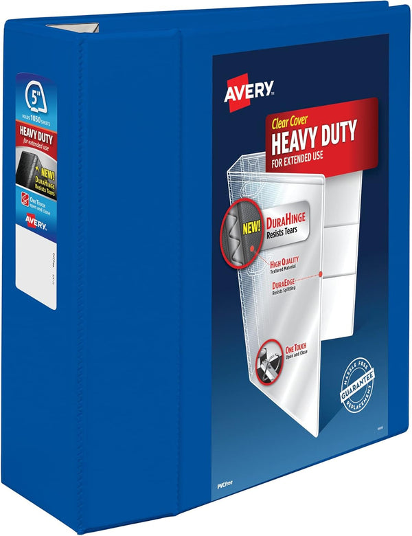 Avery Heavy-Duty View 3 Ring Binder, 5 Inch One Touch EZD Rings, 1 Pacific Blue Binder