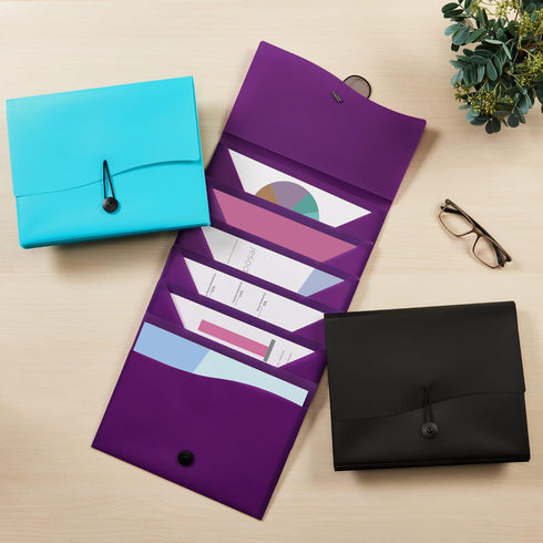 Avery Slide & View Expanding File Folder - 6 Pockets, Letter Size, 1 Plum Folder (73543)