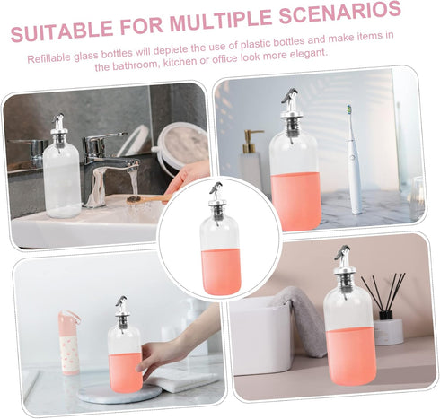 Set Elegant Glass Mouthwash Dispenser for Home Use