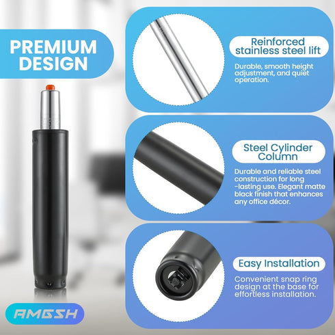 Office Chair Cylinder Replacement, Heavy Duty Hydraulic Piston, 5" Extension Stroke for Most Swivel Chairs, Black
