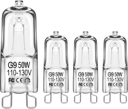 Flaspar G9 50W Halogen Light Bulbs, T4 JCD Type 2800K Warm White,