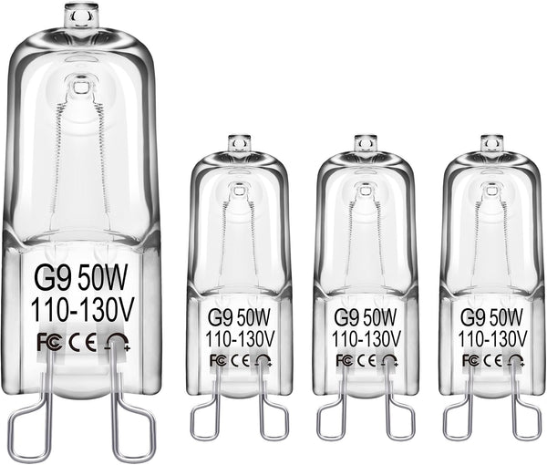 Flaspar G9 50W Halogen Light Bulbs, T4 JCD Type 2800K Warm White,