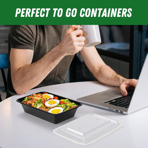 50 Pack (100-Piece) 38 oz Meal Prep Containers with Lids, Sturdy Leakproof & Food Safe, Microwave Safe