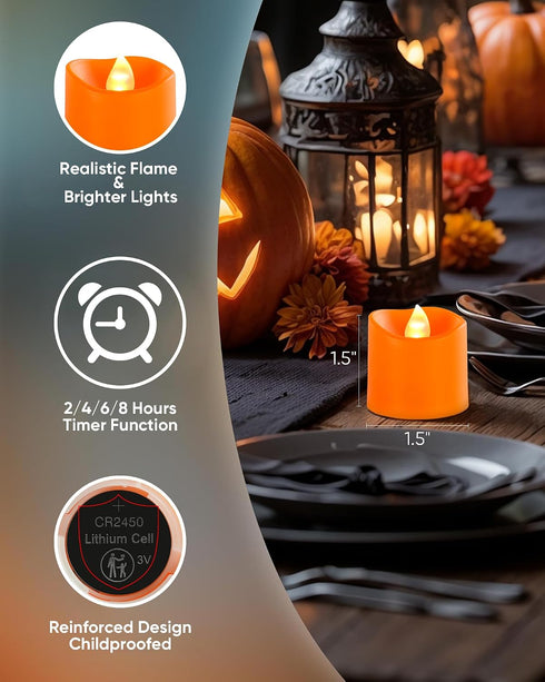 24Pack 400+Hour 2/4/6/8H Homemory Remote Control Flameless Candles, Timer Led Votive Candles, Battery Operated Tea